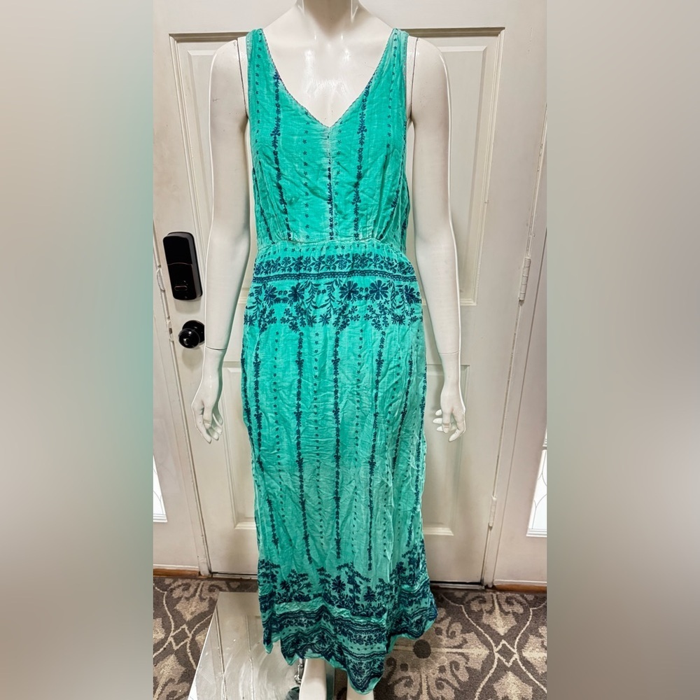 RAGA Maxi Tiered Floral Dress Somewhere in Paradise Turquoise Boho Festival A1